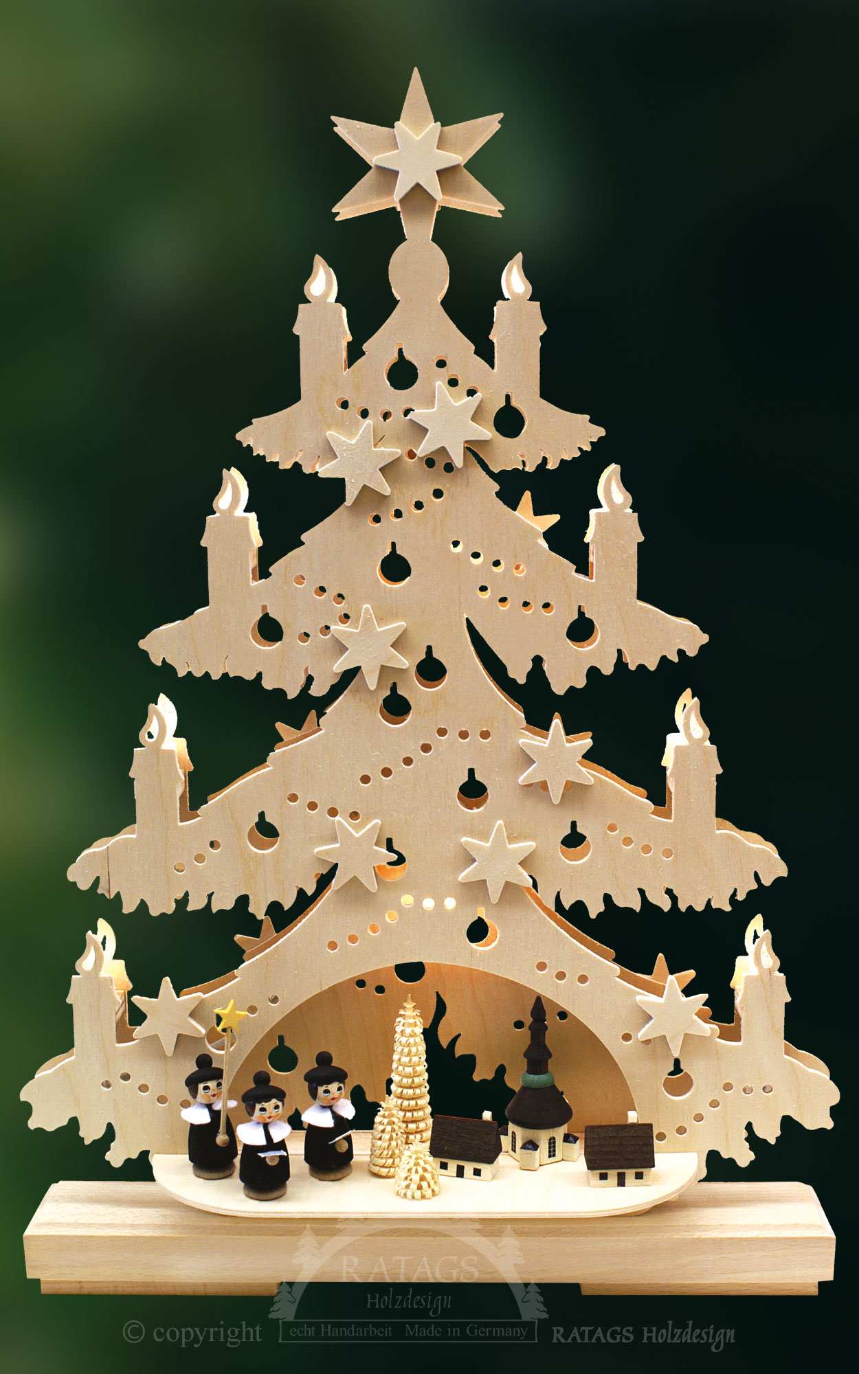 Kerstboom houtsnijwerk, LED verlichting